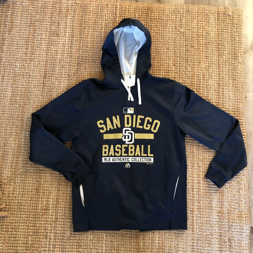 San Diego Padres Majestic MLB Authentic Collection Hoodie-Navy